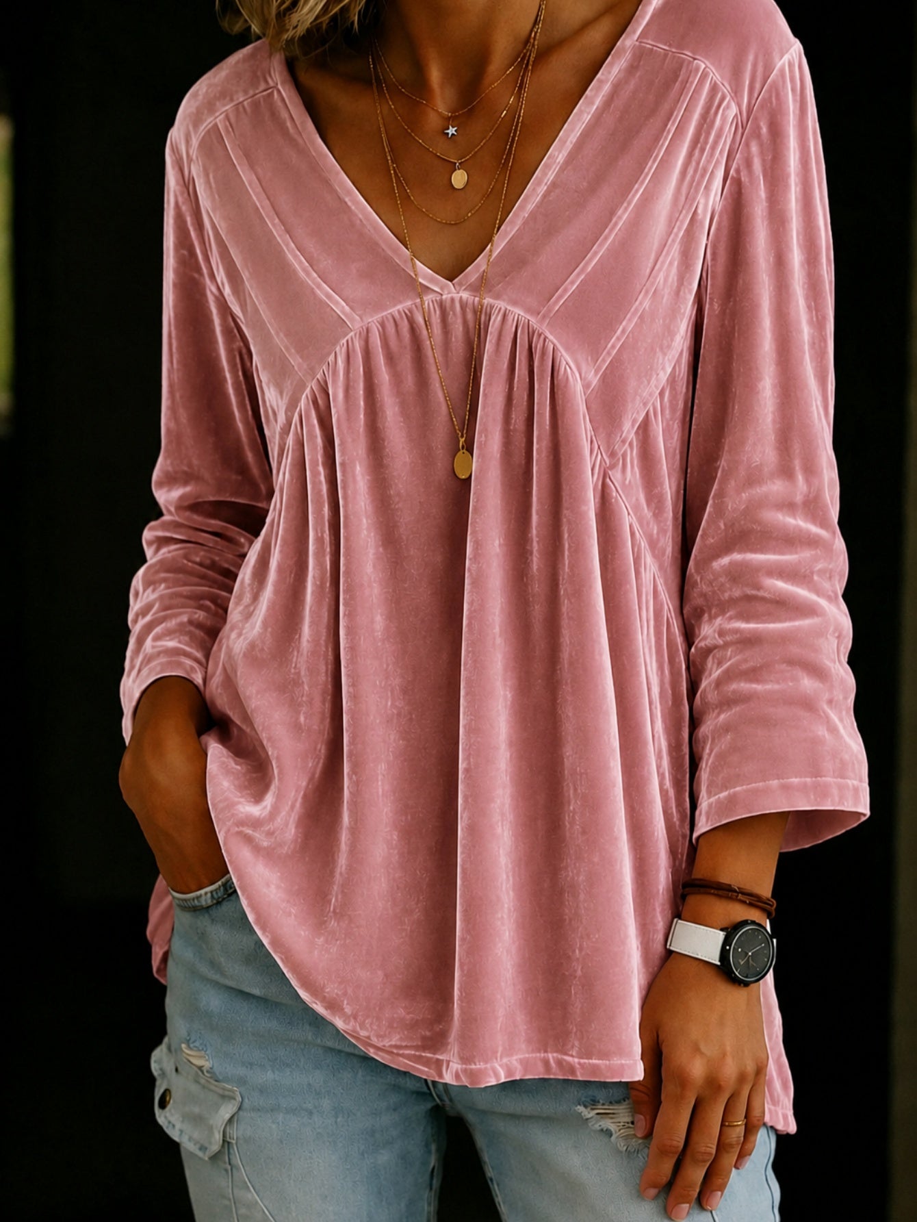 Casual Fashion Plain-color Loose-fitting T-shirt