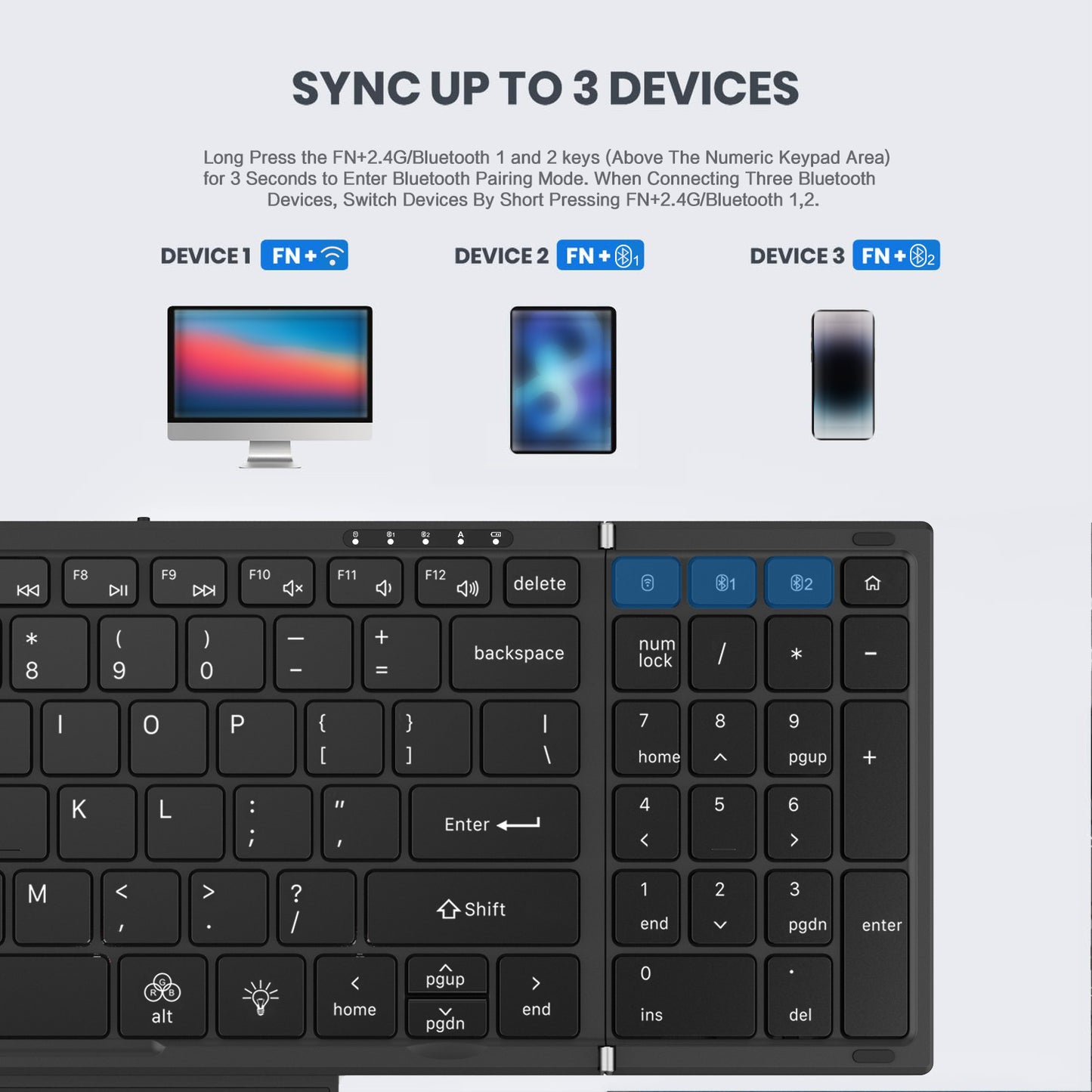 New Wireless Mini Foldable Bluetooth Keyboard