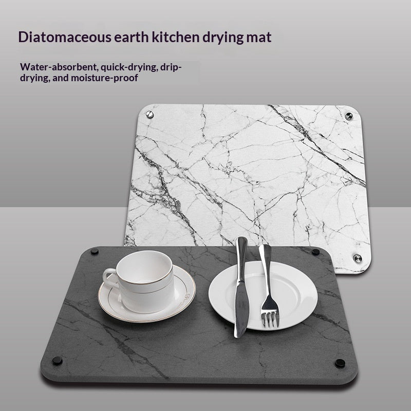 Light Luxury Diatomaceous Earth Kitchen Countertop Mat, Water-Absorbent Surface