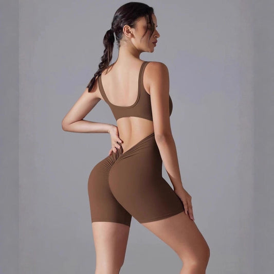 New Slim-fit Solid Color Jumpsuit Yoga Outfit