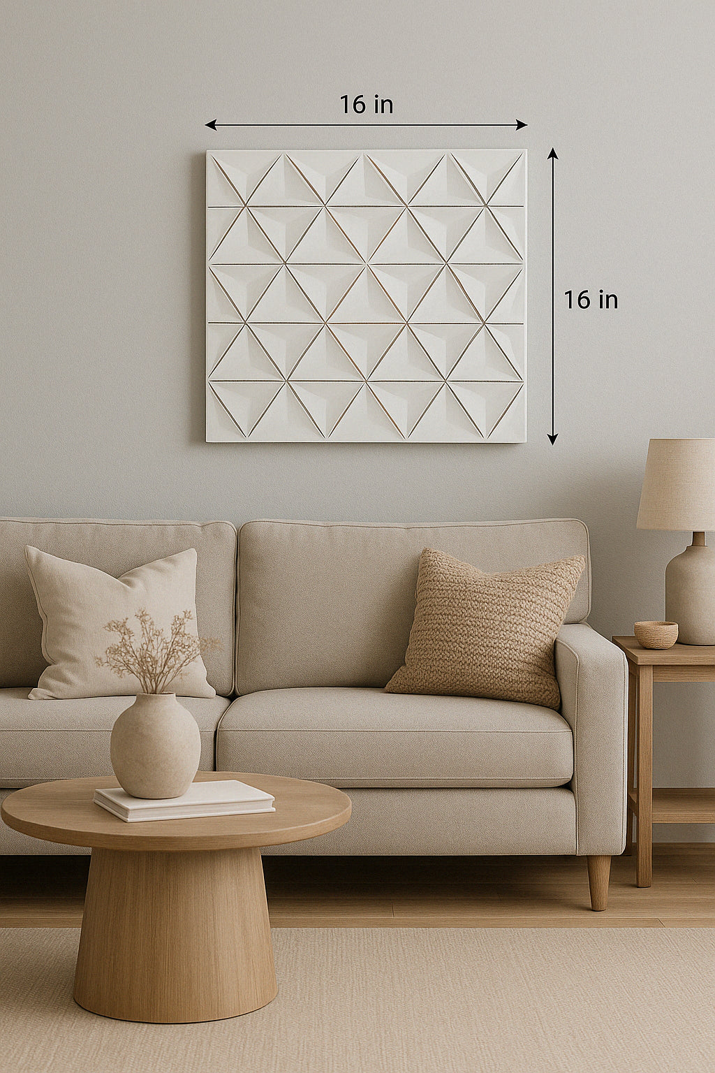 White Square Shape Handcrafted MDF Wall Decor -16 X16  Elegant Home Accent