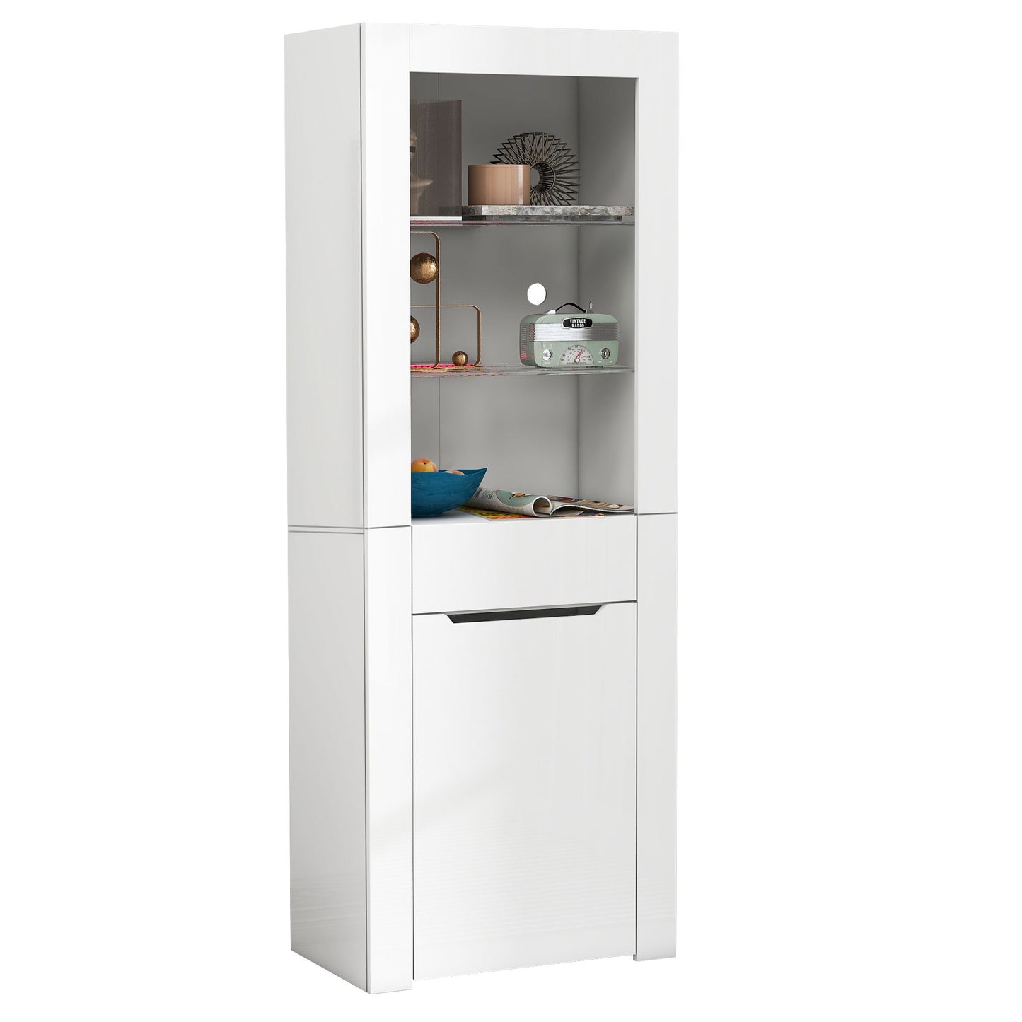 N625P216796797WVitrine With App LED Lights Bookcase Filing Cabinet Standing Display Cabinet Storage Cabinet With Shelves Display Cabinet Kitchen Cabinet Bookcase For Kitchen Living Room Office Dining
