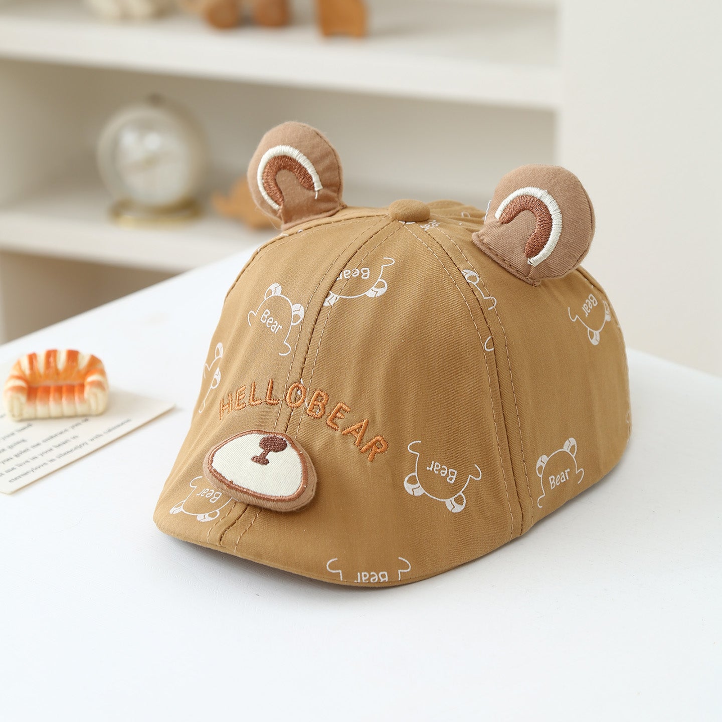 Summer Children's Printed Bear Embroidered Letter Versatile And Fashionable Outdoor Cap For Babies - Baby Outdoor Cartoon Beret