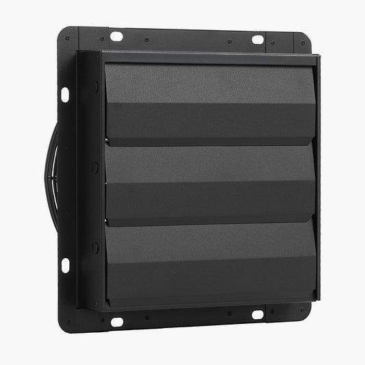 12 Inch Shutter Exhaust Fan, Wall Mounted Attic Vent Fan With Smart Programming Variable Speed Temperature Control, 1500 CFM,EC Motor,Timer, For Shed,Garage,Greenhouse Ventilation Cooling,Black