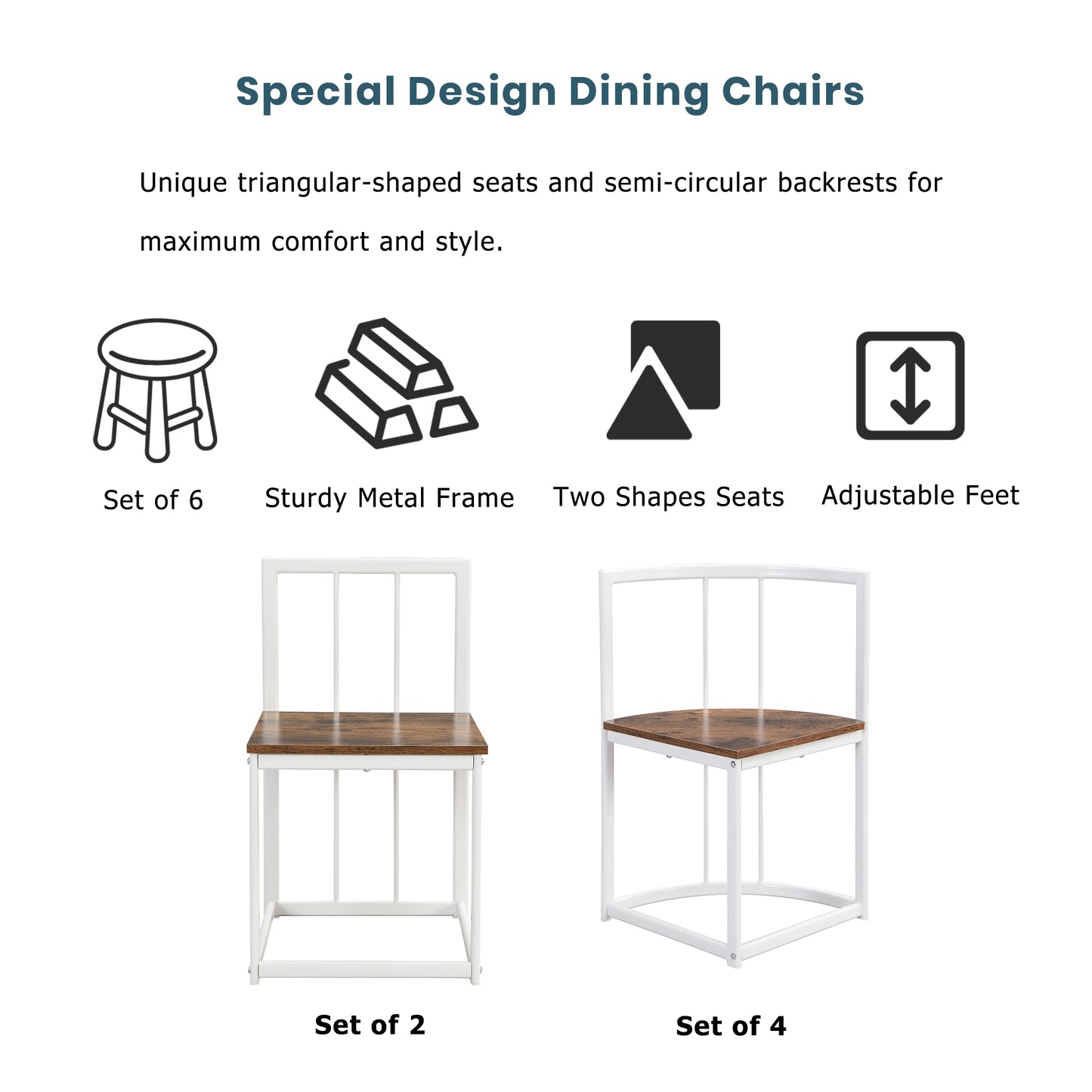 TOPMAx Modern 7- Piece Dining Table Set With Faux Marble Compact 55Inch Kitchen Table Set For 6  White Cherry