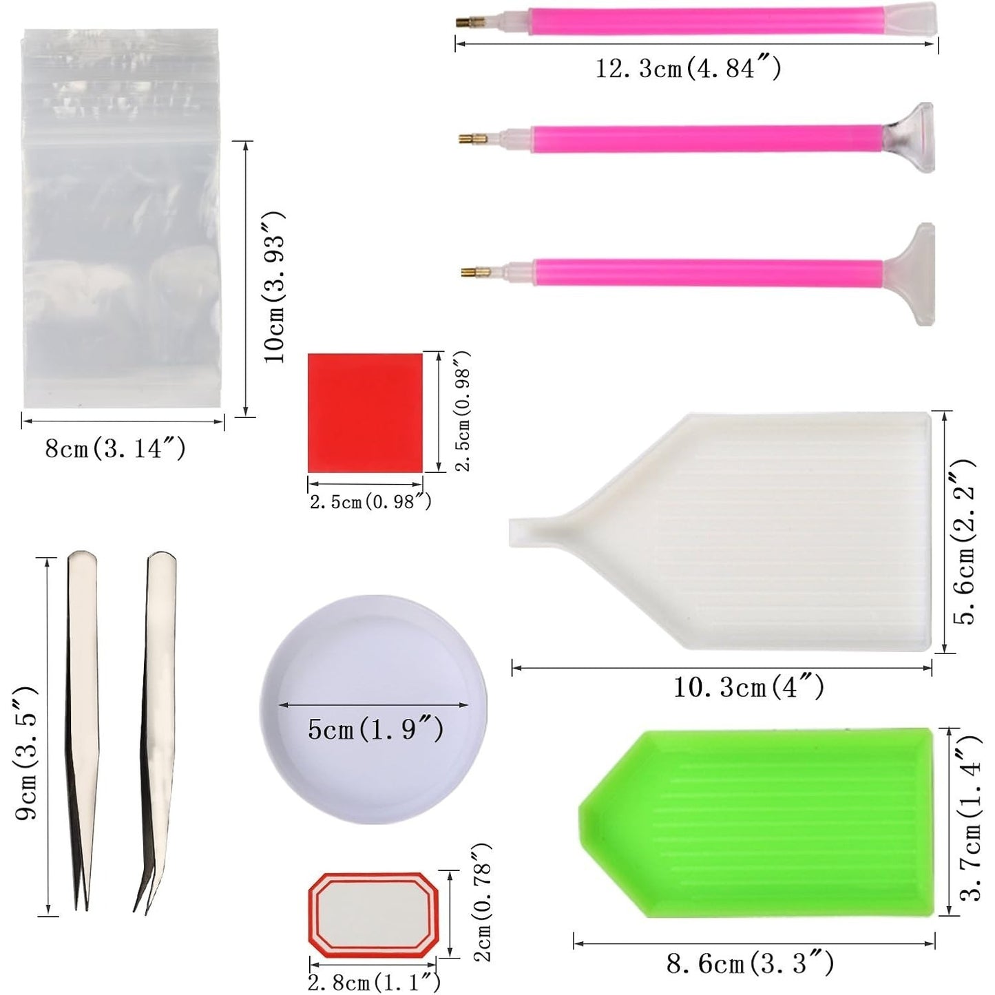 Diamond Painting Kit With Adhesive Dots, Pens, 20 Adhesive Dots, 12 Diamond Trays, 2 Metal Tweezers, 20 Mini Bags, 40 Labels, Storage Box—Craft Supplies