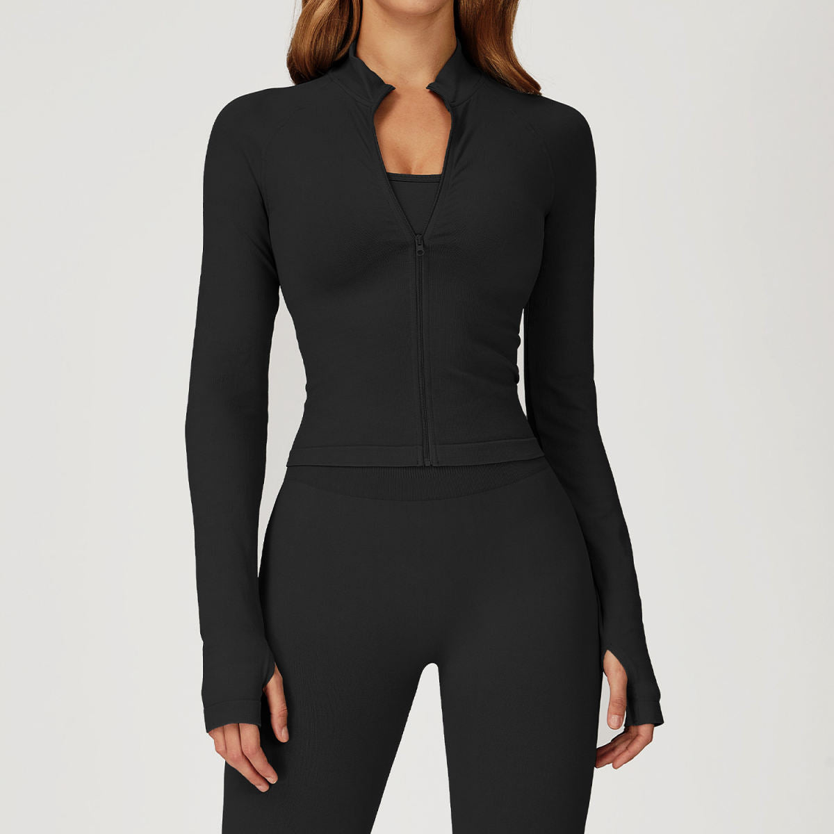 Seamless Stand Collar Zipper Yoga Jacket Windproof