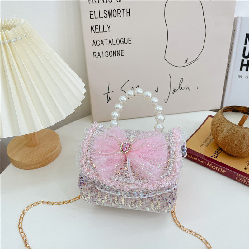 Childrens Bag Summer Fashion Crossbody Bag, Girls Pearl-handled Tote