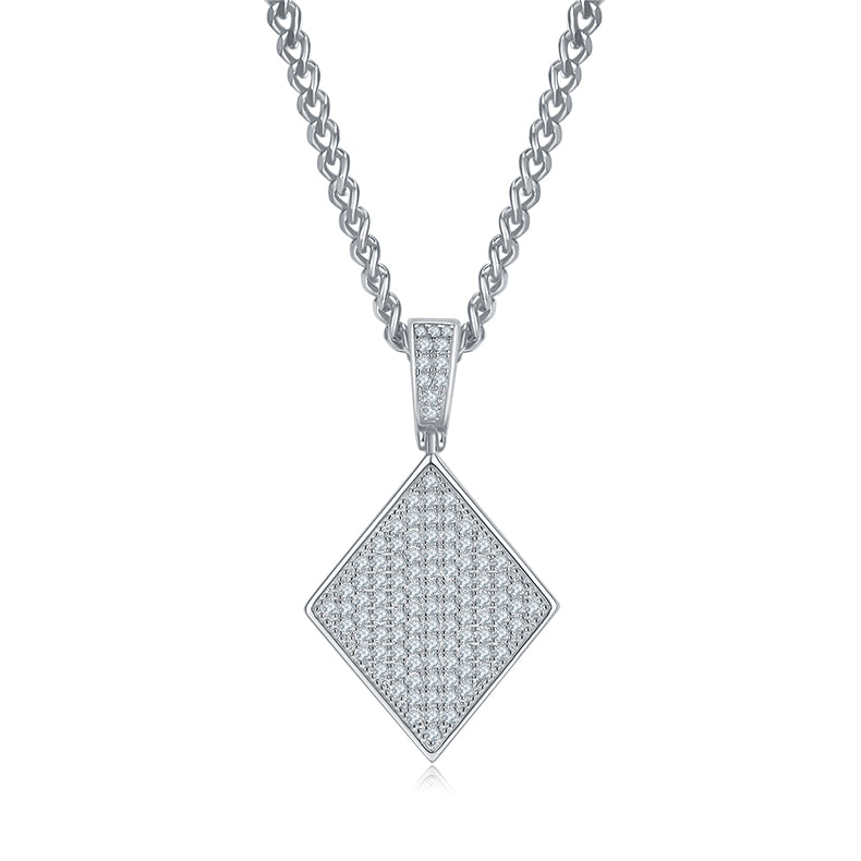 S925 Sterling Silver 108pcs D Color VVS1 Moissanite Diamond Shape Pendant 5g No Chain Platinum Plated GRA Certified Gift Box