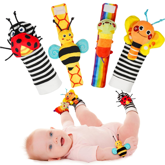 Baby Wrist Rattle Socks And Foot Finder Set Perfect Baby Toys For 0-12 Months Newborn Boys And Girls As Shower Gifts Garden Bug Series
