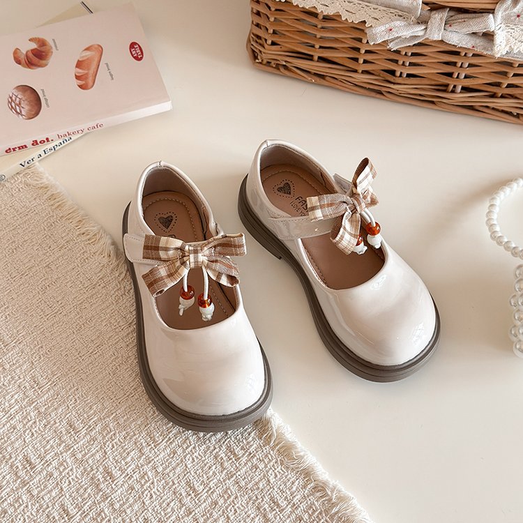 Daughter's Fashion Bow Bright Leather Single Shoes Korean Version Princess Leather Shoes Children's Shoes