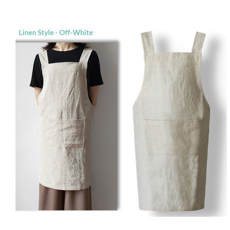 Linen-cotton Breathable And Comfortable Korean-style Apron