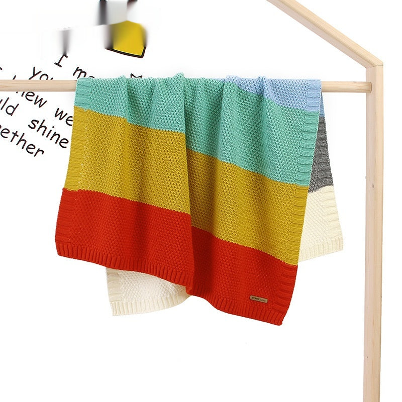 INS Best-selling Knitted Rainbow Swaddle Blanket For Boys And Girls