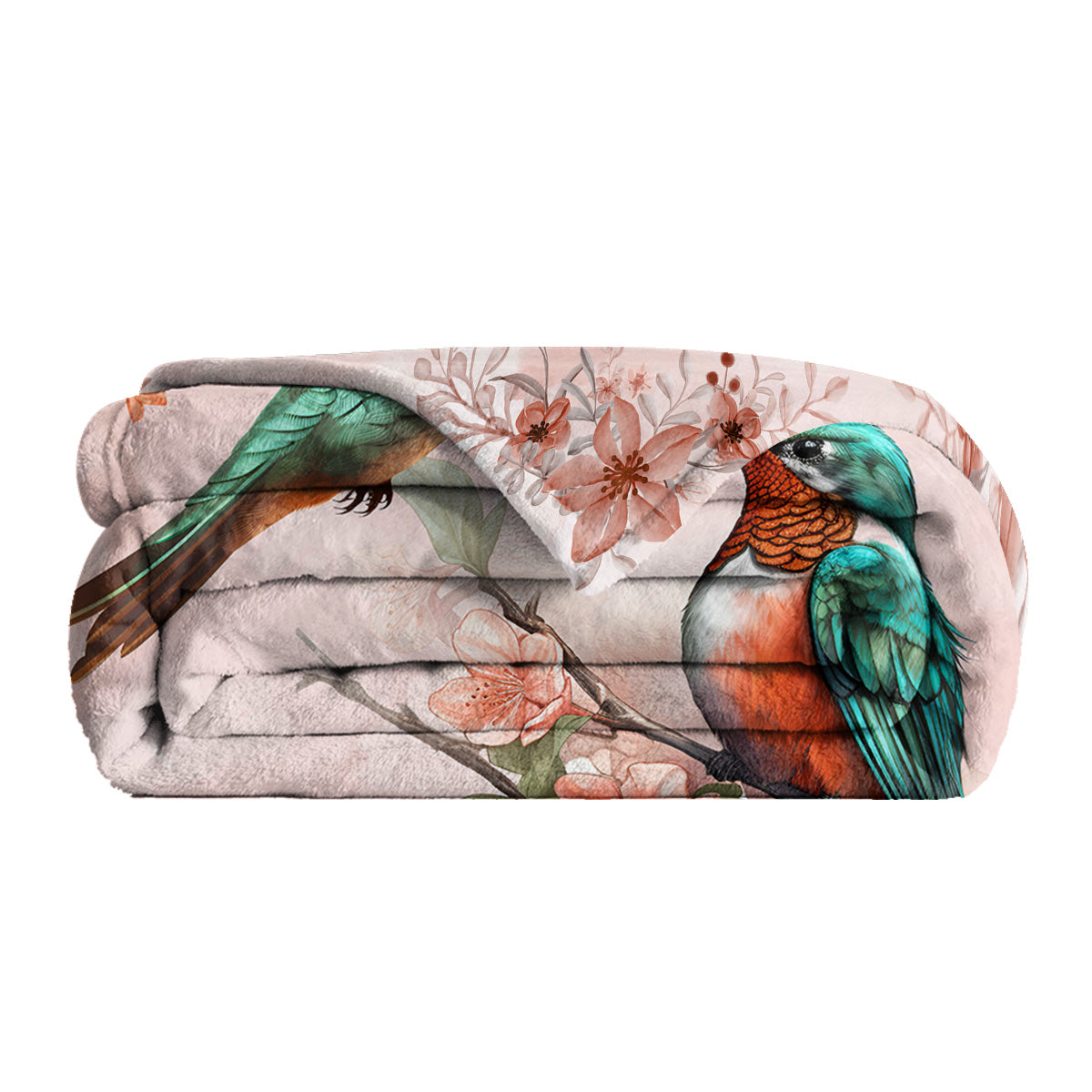 Bird Blanket, Cozy Flannel Pretty Bird & Flowers Throw Blanket For Couch Outdoor, Plush Soft Lightweight Travel Blankets For Bed Decor And Gifts