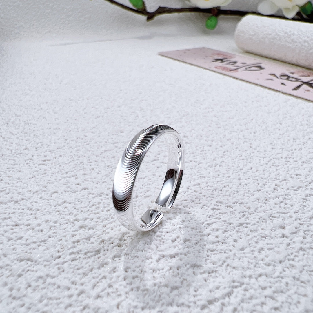 1pc 999 Sterling Silver Cat's Eye Effect Open Ring, Minimalist & Elegant Style, Perfect For Daily, Dating & Gifting, Ideal Valentine's Gift
