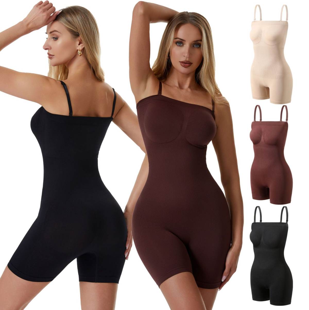 Plus Size Women Camisole Shapewear Bodysuit, Tummy Control Butt Lift Slimming Shaping Shorts Body Shaper