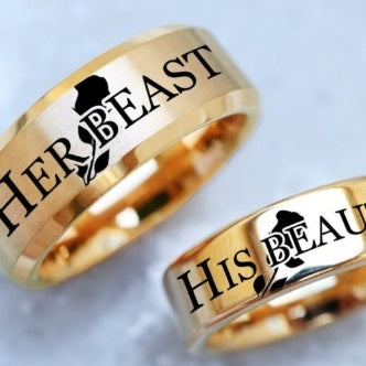 Beauty And Beast Couple Ring Titanium Steel