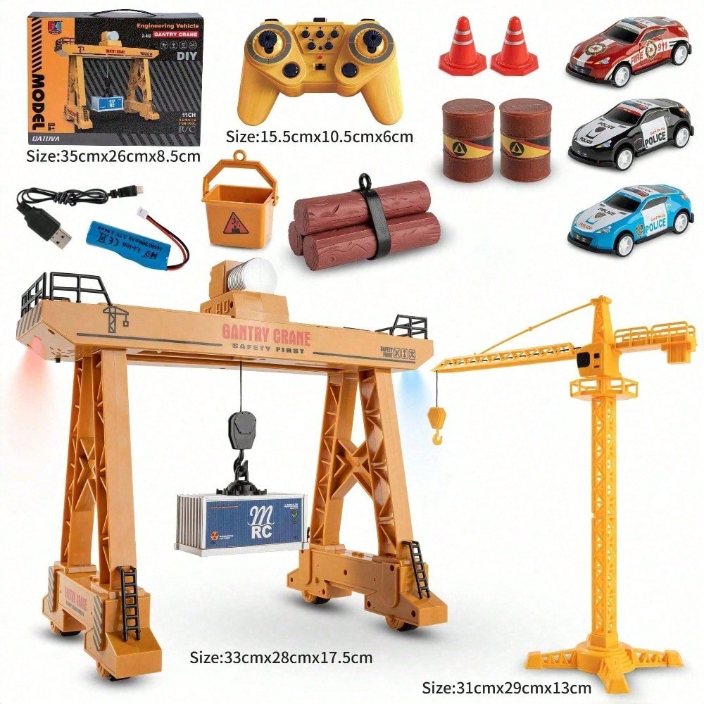 2.4GHz Remote Control Gantry Crane, Assemble It Yourself. A 118 Scale, Lifelike Construction Site Truck. Educational, Fun, And A Great Gift For Kids 6. Forklift, Construction, Toy Truck