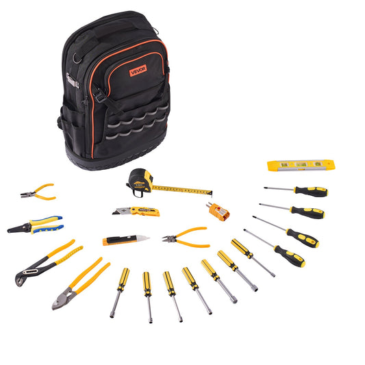 Tool Backpack With Tools, 65 Pockets, Heavy-duty Tools Storage Organizer Bags With Laptop Compartment & Molded Base, Electrician Jobsite Backpack For Electrician, Repairman, And HVAC Techs