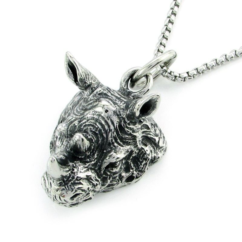 Animal Casting New Accessories Titanium Steel Personalized Rhinoceros Pendant
