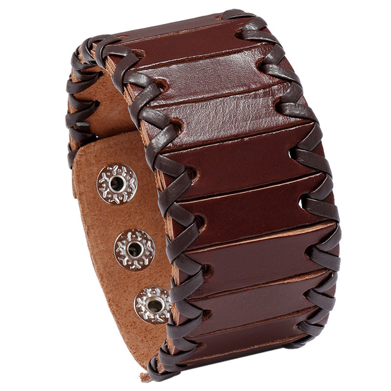 European And American Punk Style Accessories Retro Handmade Woven Leather Bracelet