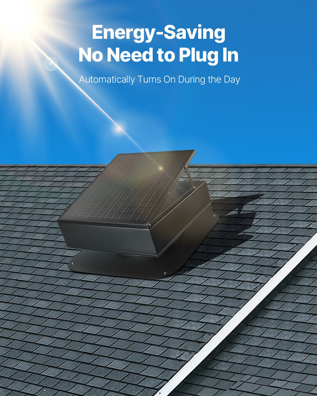Roof Attic Exhaust Fan, 35W Smart Solar Roof Ventilation Fan Auto Temperature Control, 2400 CFM Airflow Built-in Brushless DC Motor For Cooling And Dehumidification, No Remote
