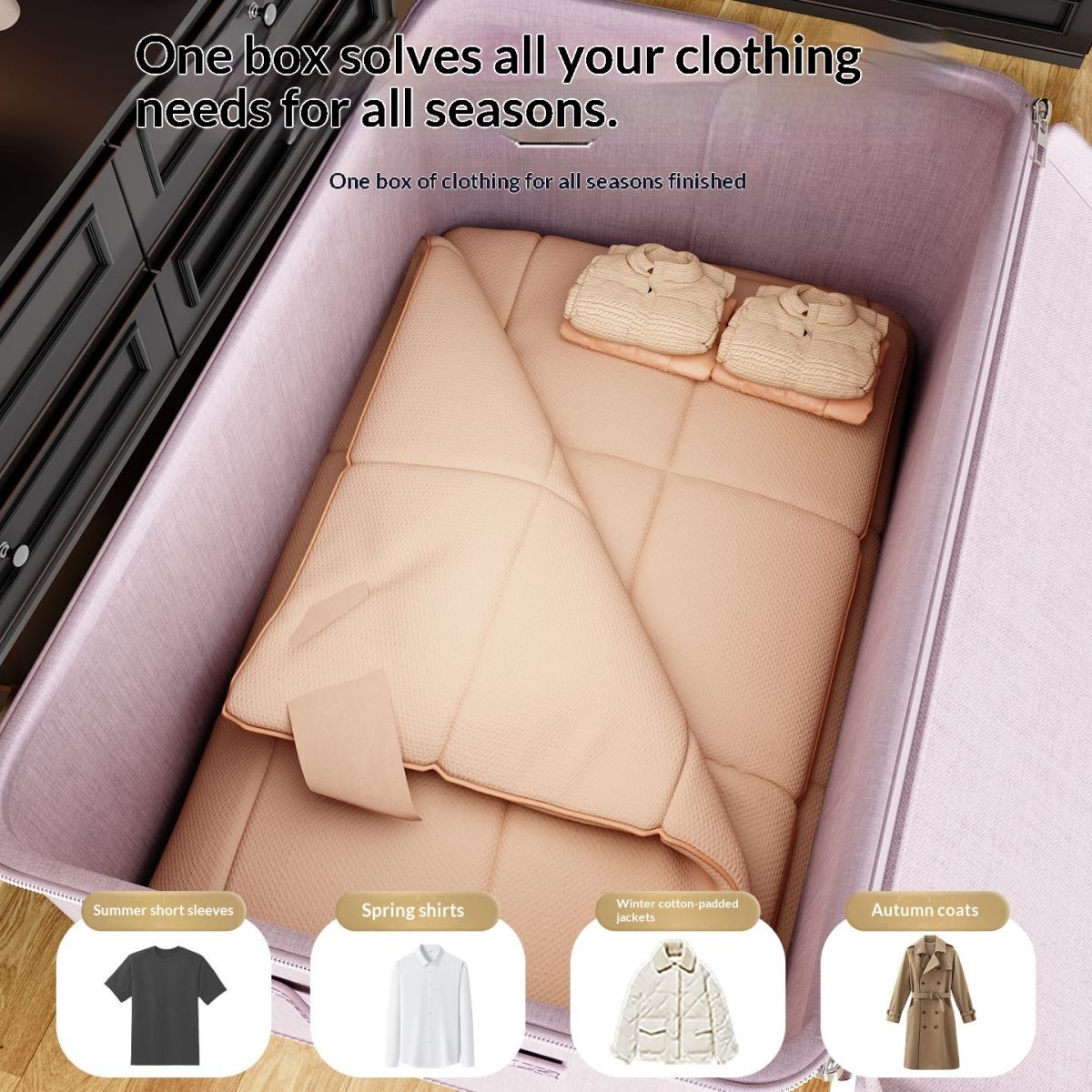 Lockable Storage Box Large Capacity For Clothes And Quilts With Zipper
