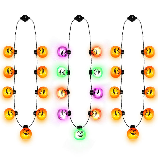 3PCS Halloween Light Up Necklaces, Pumpkin Shaped LED Necklace Halloween Eve Costume Party Accessories 3D Necklace Halloween Accessories For Halloween Party Favors And Supplies Clearance