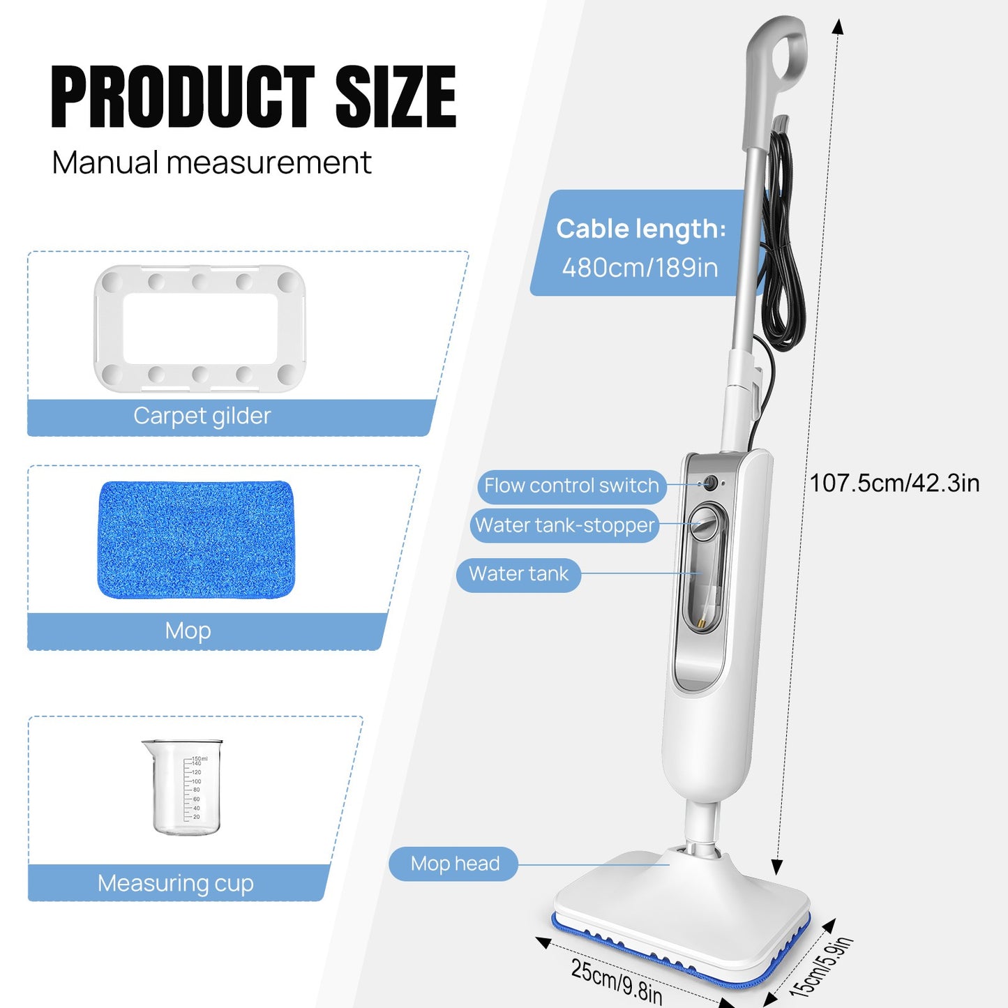 12 In 1 Steam Mop Hot Cleaner Floor Carpet Window Washer Hand Steamer Home 5000W