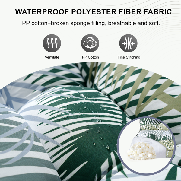 Outdoor Swing Cushions 63 Inch,Waterproof 4in Thick Porch Swing Cushion Replacement With Backrest And Ties,Comfortable 2-3 Seat Pation Swing Pad For Backyard,Garden,Lawn,Outdoor Furniture Bamboo Leaf