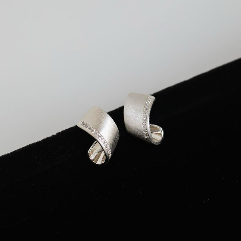 1pcs 999 Sterling Silver Brushed Square Stud Earrings, Minimalist Chic Style, For Daily Wear & Office