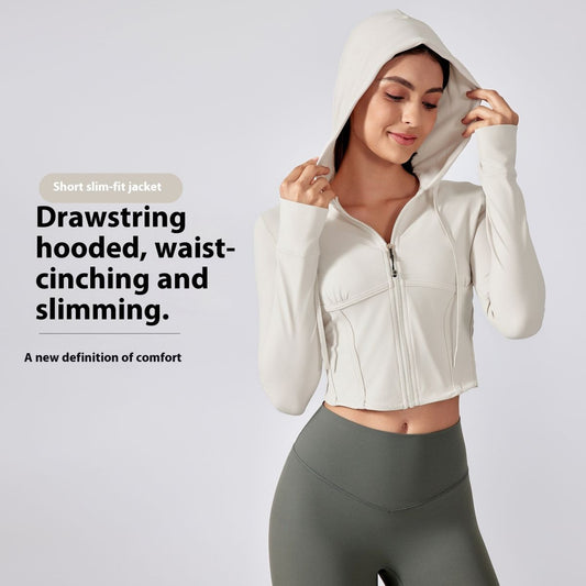 Exercise Yoga Clothes Hooded Waist-controlled Slimming Long Sleeve