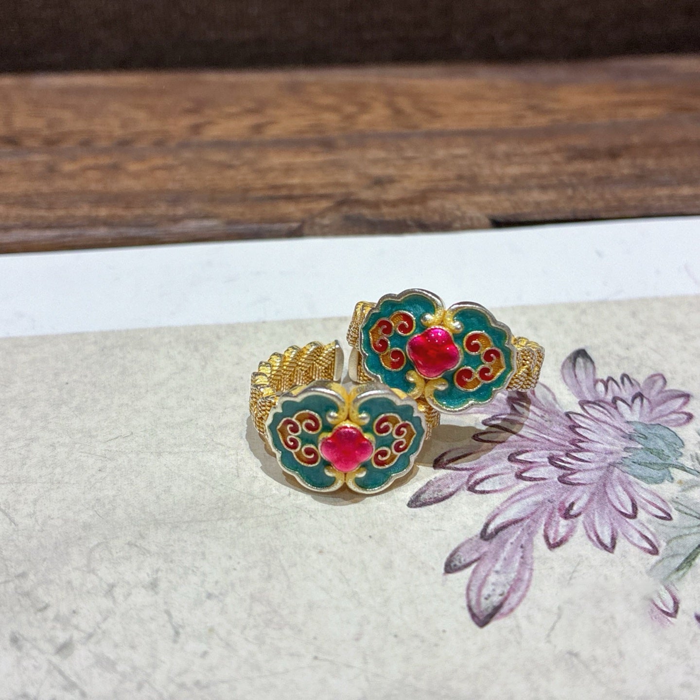 1pcs 999.9 Sterling Silver Enamel Ruyi Open Ring, Dainty Lucky Style, For Daily Wear & Casual Office Outfits