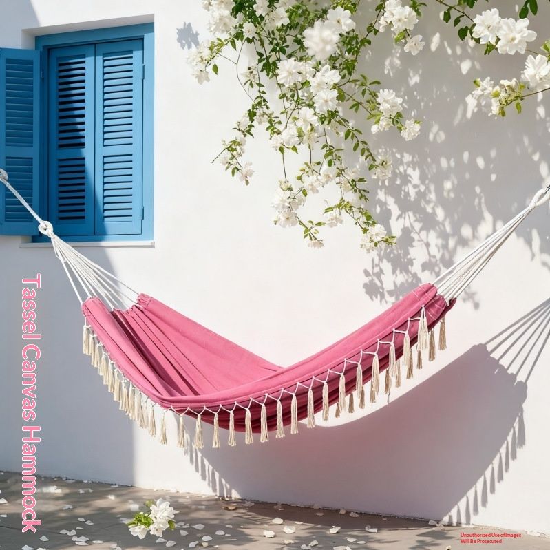 Outdoor And Indoor Tassel Canvas Hammock