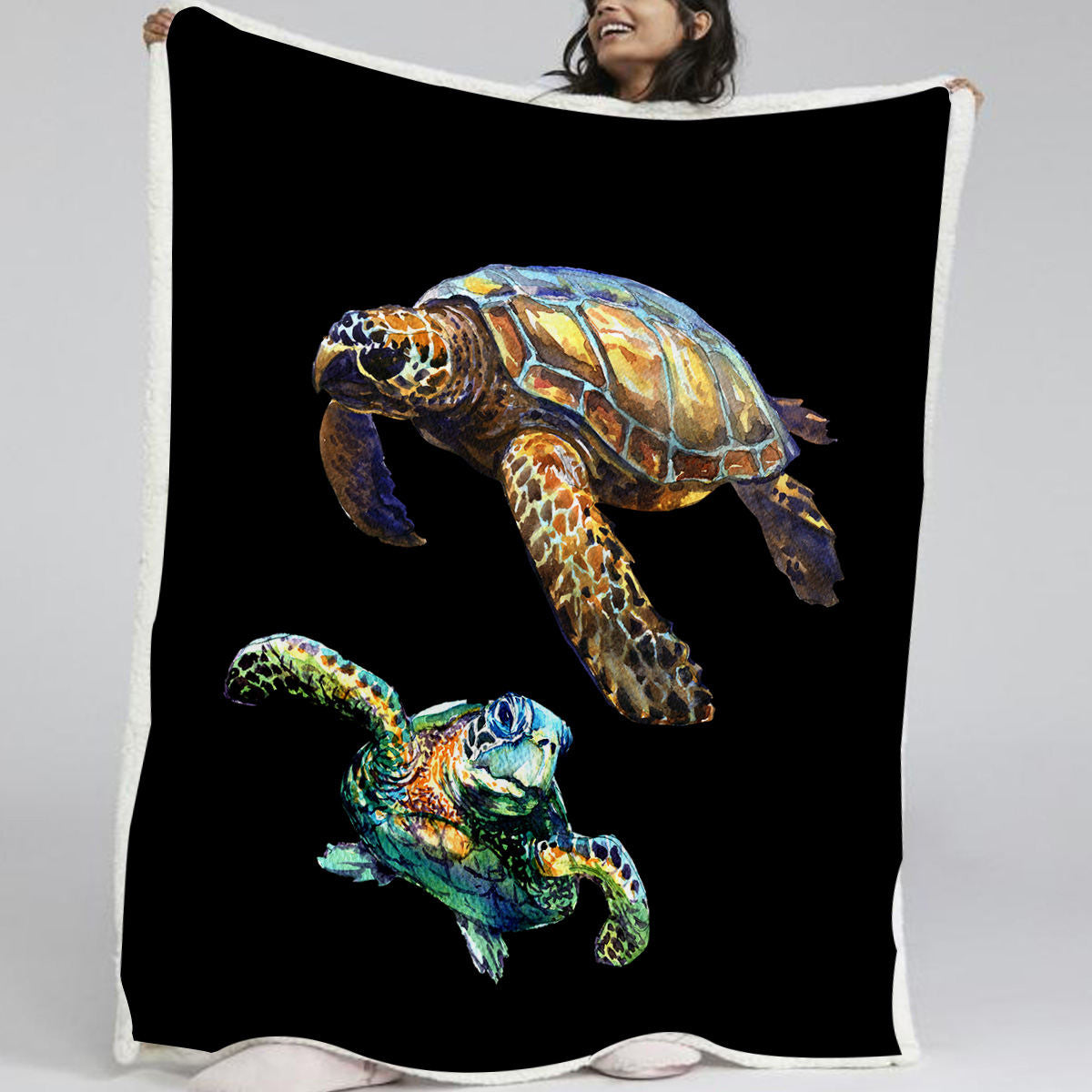 1 Pc Of High Weight Soft And Warm Pet Themed Lamb Wool Blanket With A Simple Black Base Turtle. It Is A Multi-purpose Sofa, A Good Companion, An Office Nap Blanket, And Can Also Be Used For Camping