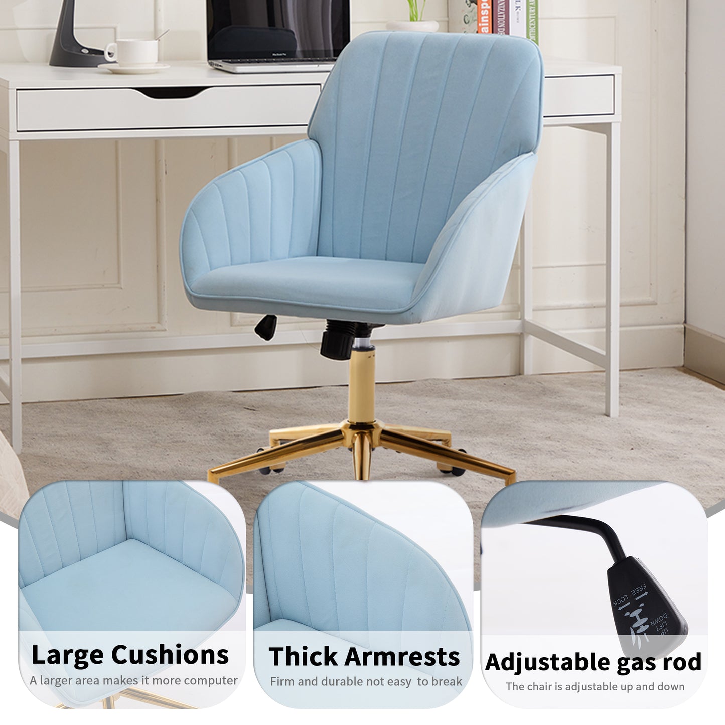 TY Adjustable Office Chair, Home Bedroom, Ergonomic Swivel Chair, Backrest Seat, Comfortable For Long Sitting