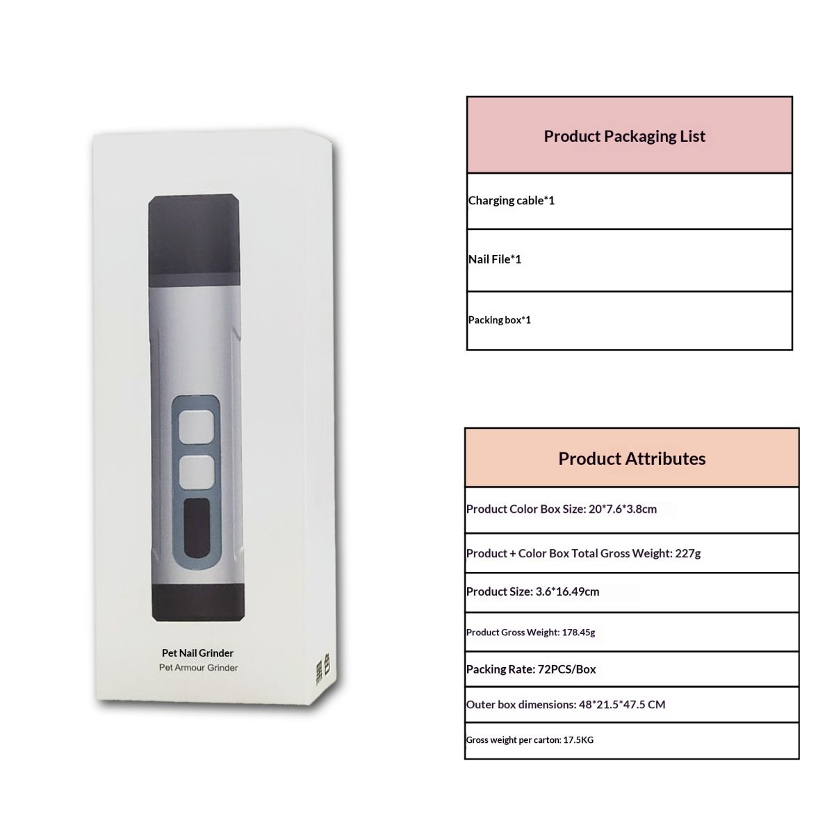 Pet Nail Grinder Electric LED Rechargeable Nail Trimmer For Cats And Dogs' Toenails