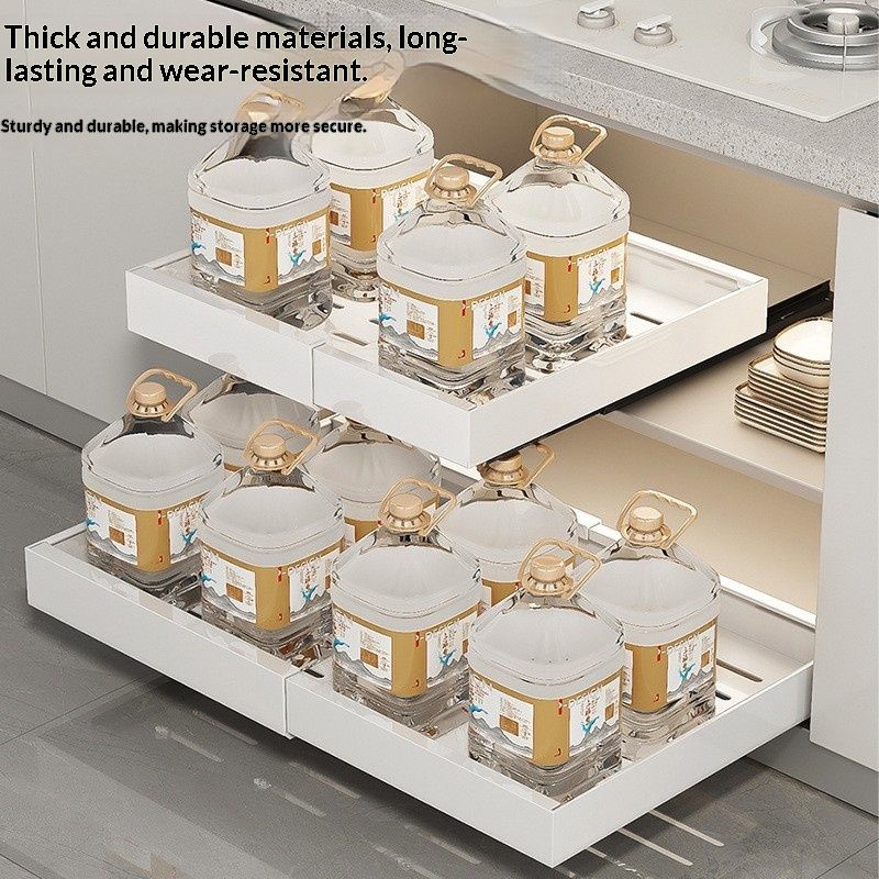 Kitchen Cabinet Telescopic Seasoning Bottle And Jar Storage Basket