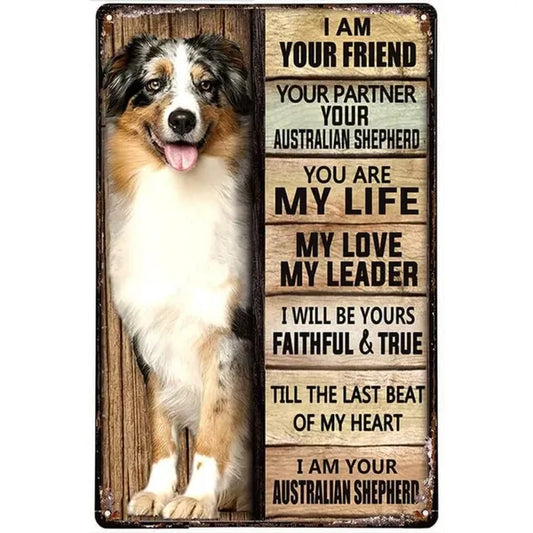 CIFbuy Australian Shepherd Dog I Am Your Friend Vintage Metal Tin Sign Aluminum Sign Home Coffee Bar Wall Decor - TikTok, Temu Pick-up Service