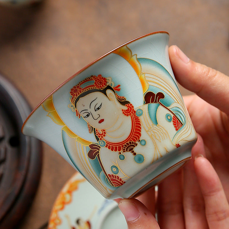 Ruyuan Dunhuang Hovering Lid Ceramic Three-piece Tea-brewing Bowl