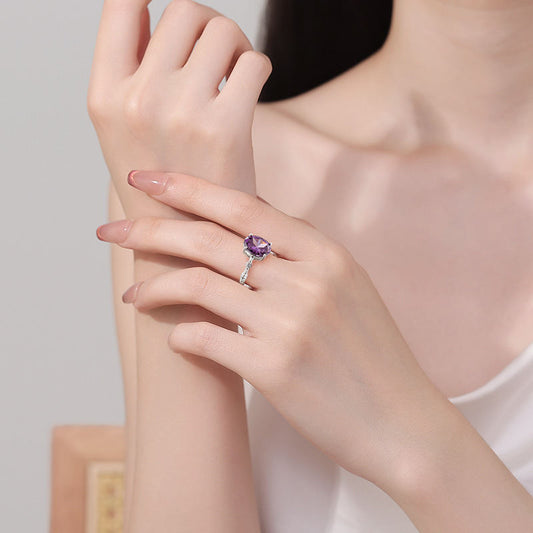 White-K Plated Brilliant And Ultra-Flashy Moissanite Two-Carat Starry Sky Ring