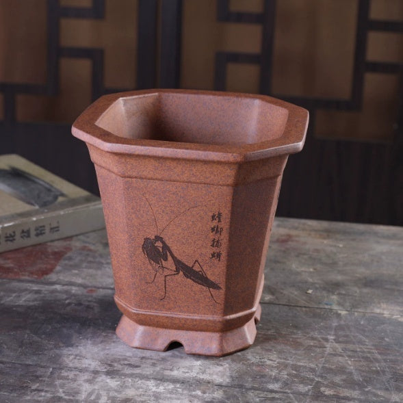 Zisha Flower Pot Desktop Chinese-style Indoor Desk Decoration