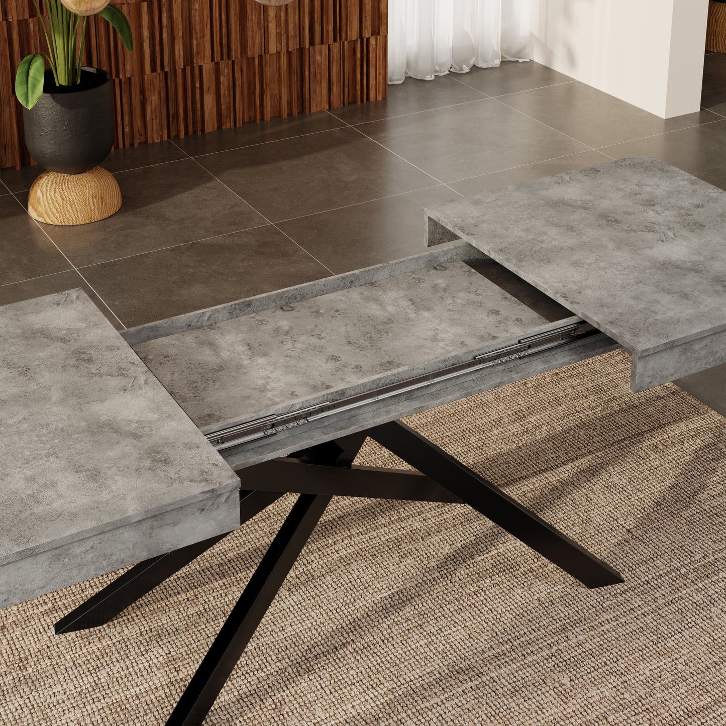 Extendable Dining Table, 140 180x80 Cm, Suitable For 6-8 People, Right Shape, Thickened Table Top, Metal Legs, Simple Style, Table For Dining Room, Kitchen, Living Room, Grey