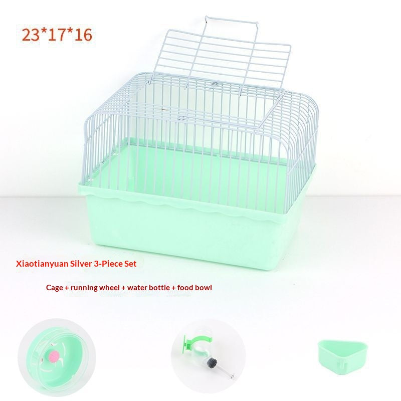 Small Pastoral-style Pet Supply Set Including A Water Bottle A Food Bowl And A Running Wheel