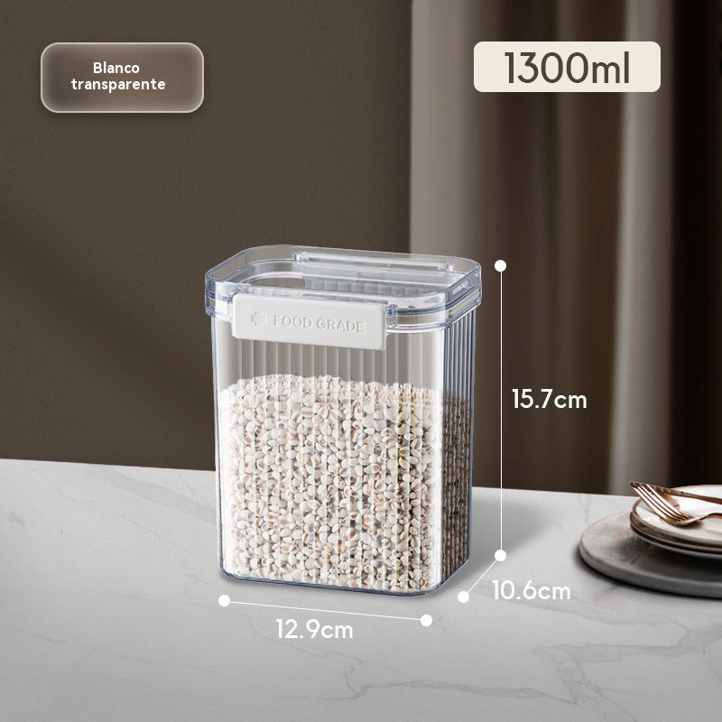 Black  White   Food Grade Clear Plastic Airtight Storage Containers, Square Thickened Jars With Lids For Grains, Cereal & Dry Food
