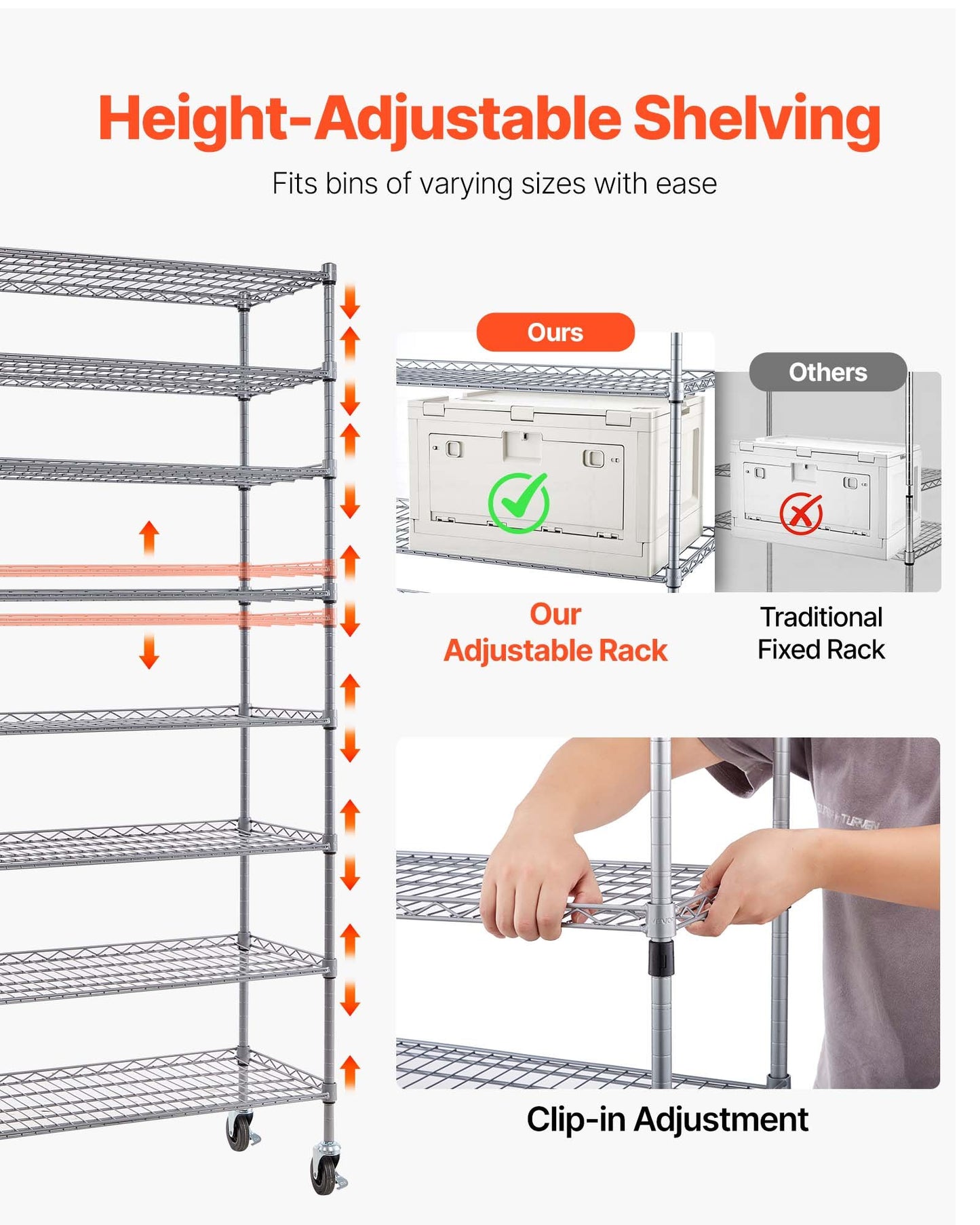 8-Tier Rolling Bin Storage Rack, 26 Organizer Bins, Bin Rack Storage Steel Wire Shelving System With Wheels, Mobile Tool Organizer For Garage, Warehouse, Office, Restaurant, Classroom, Kitchen