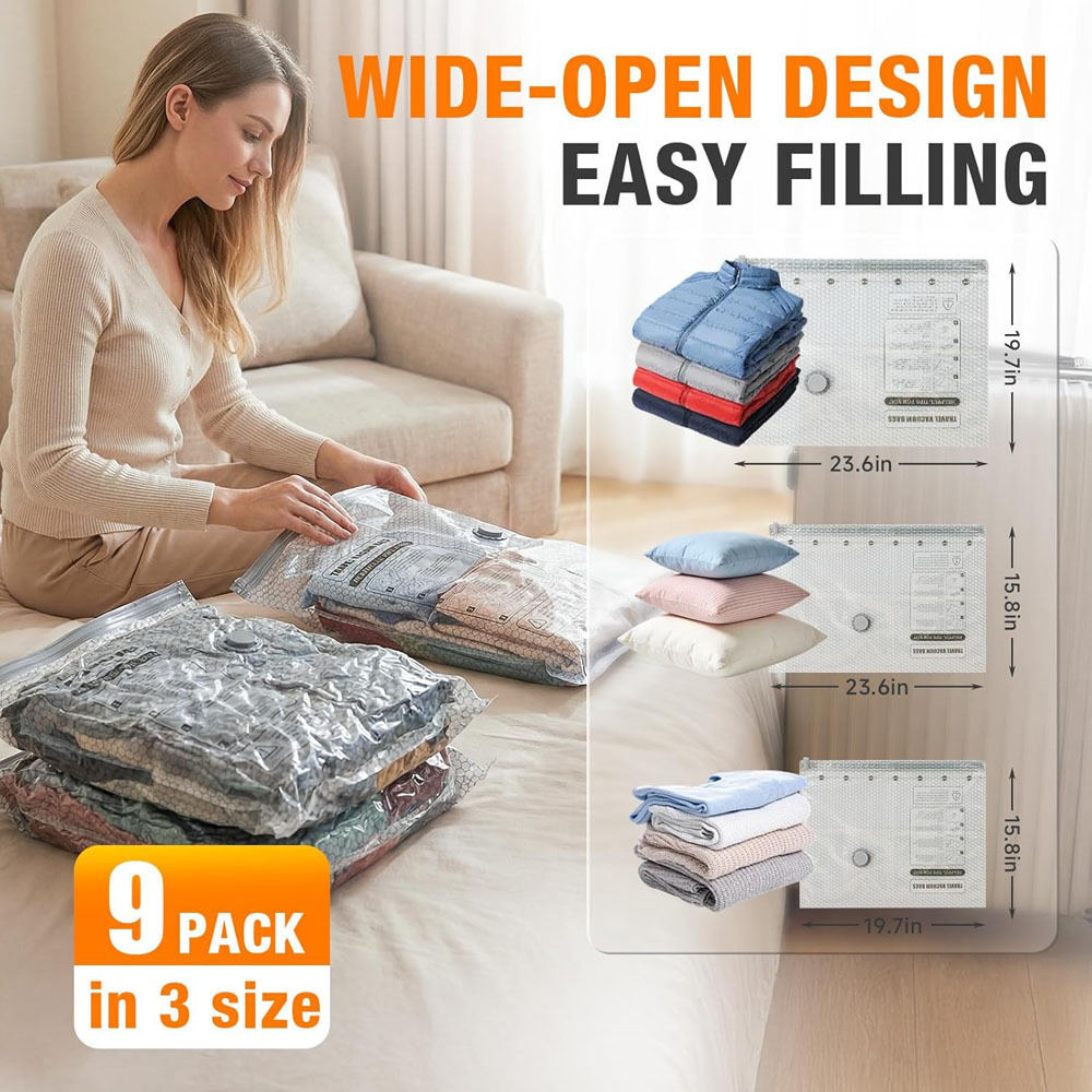 Vacuum Compression Travel Storage Bag With Electric Pump