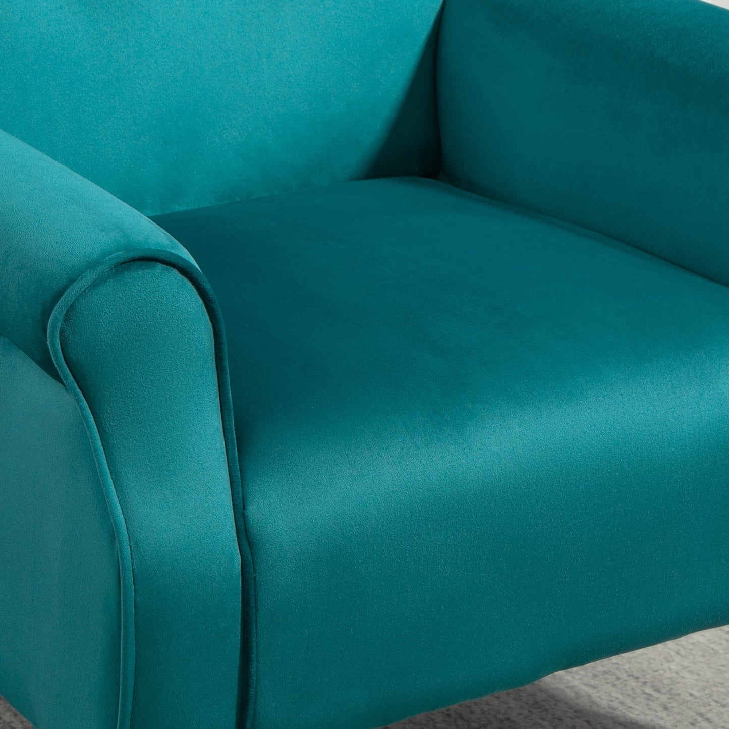 Mid-Century Modern Wingback Accent Chair, Upholstered Fabric Armchair With Sturdy Wood Legs, High-Back Padded Club Chair For Living Room Bedroom Office