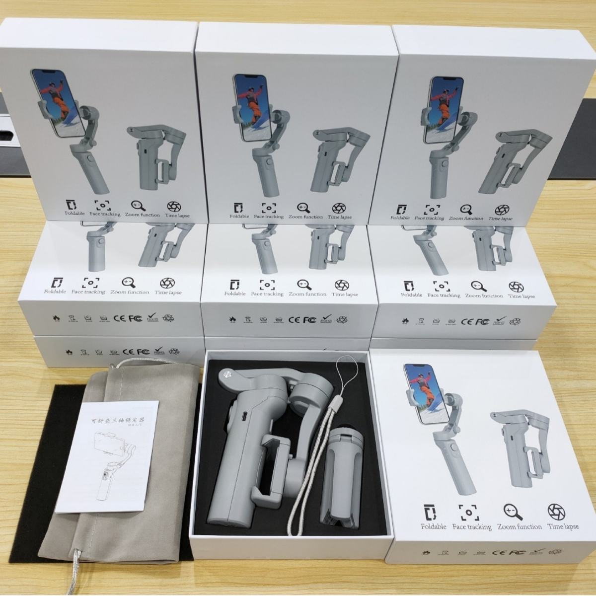 Outdoor Anti-shake Foldable Hand-held Tripod Head Mobile Phone Stabilizer