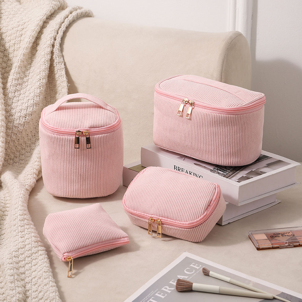 Corduroy Set Large-Capacity Buttoned Makeup Bag